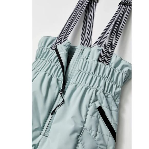 New Free People All Prepped Bibb Ski Overalls $428 LARGE Aqua Haze Snow Bib - Picture 7 of 10
